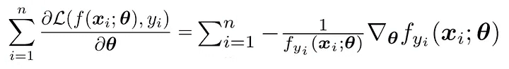 Derivative of the Cross-Entropy (CE) loss with respect to θ